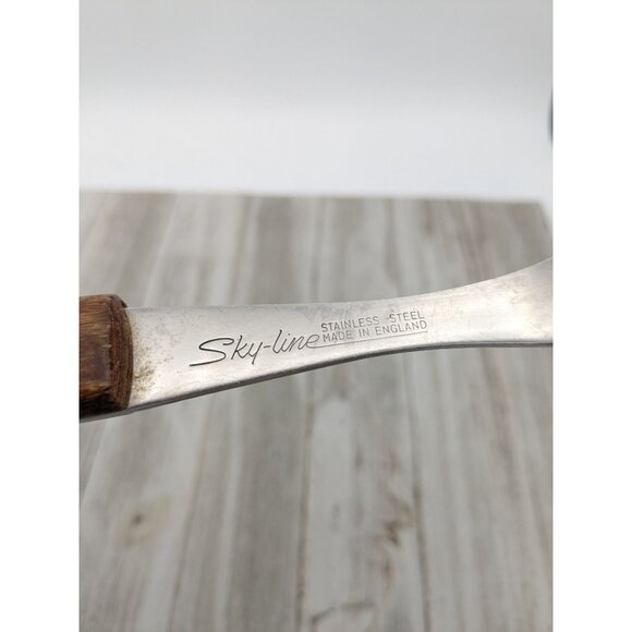 Vintage Skyline Meat Fork 11" Wood Handle Stainless Steel Made In England - Picture 7 of 8